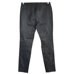 Karen Millen Leather Pants Sz 10 Navy Lambskin Slim Moto Edgy Street Style